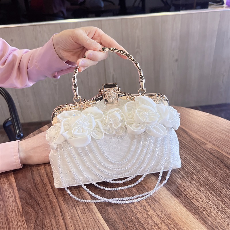 2026 New Rose Flower Handbag for Women, Fairy Style Crossbody Bag, Retro Metal Ring Handbag for Evening Use