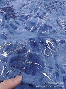 Tie-dyed full print garbled gilding Denim wash fabric pants skirt coat clothing luggage fabric manufacturers wholesale