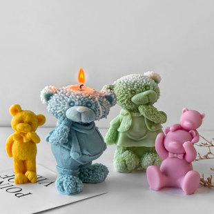Cute Bear Aromatherapy Candle Silicone Mold Valentine's Day Three-dimensional Bear DIY Cake Baking Decoration Mold
