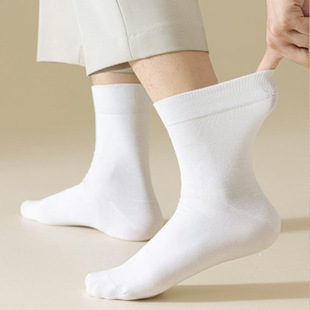 Black Socks Men's Mid-length Socks Summer Thin Pure Cotton Simple Stool-resistant Sweat-absorbent Pure Cotton Breathable White Men's