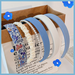 Super Fairy French Style Girl's Floral Hair Band Women's Face Wash Cute All-match Going-out Pearl Headband Vintage Rhinestone Hair Accessories