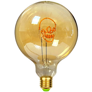 G125 Skull Bulb Halloween Decorative Light Horror Warm Light Dimming Atmosphere Light 220V 4W E27 Screw