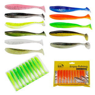 Hunting high Luya soft bait double color T-tail bionic fake bait insect cross-border fishing gear wholesale anti-hanging bottom bait bass mouth
