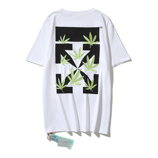 Wholesale factory spring and summer new OW colorful graffiti arrow pattern round neck pullover short sleeve men and women with wholesale