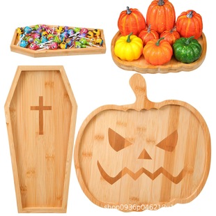 Wholesale Halloween Pumpkin Bamboo Tray Wooden Dinner Plate Special-shaped Plate Cross Wooden Dinner Plate Solid Wood Cheese Board