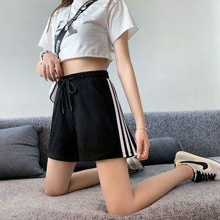 Summer Three-part Pants Women's Outer Wear Loose Running Shorts Ins-style Elegant Simple Large Size Wide-leg Hot Pants