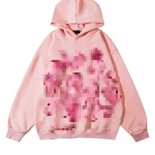 Y2K Graffiti Street Pink Casual Sports Hoodie Loose Cartoon Printed Pullover Sweater Hip-Hop for Men and Women
