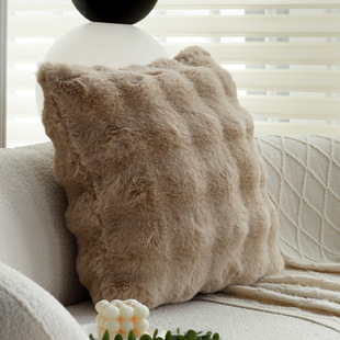 Modern Simple Black and White Pillow Light Luxury Vintage Waist Pillow Living Room Sofa Pillow Furry Bay Window Cushion Cover with Core