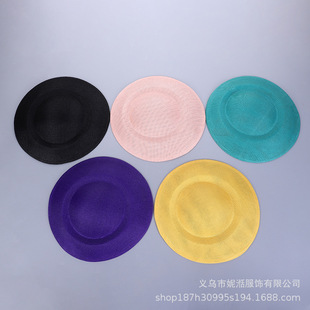 diy bridal top hat embryo imitation linen hat bottom flat hat wedding dress accessories French hat catwalk photography headdress