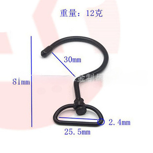 Triangular Binding Hook Stainless Steel Hardware Webbing Rope Hook Silver Black Circle Hook Fixed Metal Hook