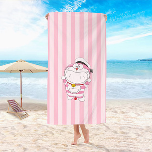 Cartoon Cute Robot Cat Microfiber Adult Bath Swimming Bath Towel Travel Portable Beach Towel Sports Towel