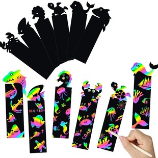 Foreign trade factory dinosaur bookmark scratch painting creative DIY children Christmas scratch painting trend Halloween animals