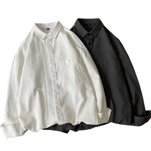 Shirt men's autumn and winter Korean style solid color loose inner long sleeve shirt ins trendy preppy style plus size coat delivery