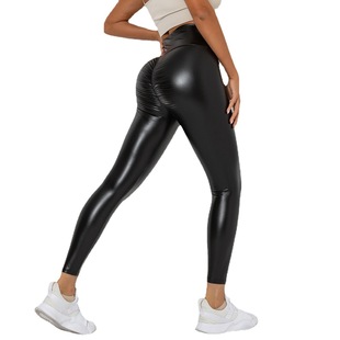 2022 spot spring new pu bright size leather pants women's leggings outer wear new high waist tight long pants
