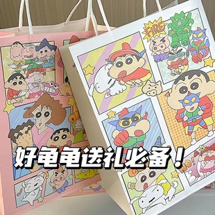 Comic Crayon Small New Creative Gift Bag Ins Cute Hand Gift Bag High-value Large Kraft Paper Tote Bag