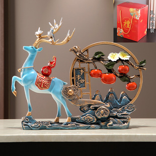 Lucky Deer Persimmon Persimmon Ruyi High-end Living Room TV Cabinet Entrance Wine Cabinet Decorations Home Move Gift