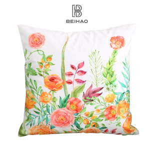 Printed Pillow Case Pastoral Fresh Butterfly Flower Cushion Cover Home Living Room Sofa Waist Pillow Cross-border Exclusive