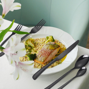 Moonlight Hammer Pattern Stainless Steel Knife and Fork Spoon Tableware Steak Knife Dessert Spoon Household Hotel Creative Western Tableware suit