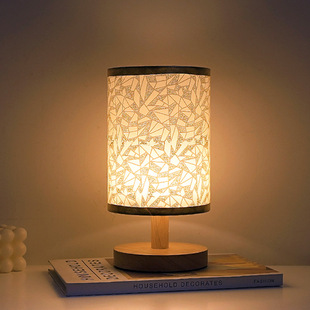 Nordic Solid Wood Fabric usb Table Lamp Decorative Bedroom Bedside Lamp Study Dormitory Remote Control Led Night Light Creative
