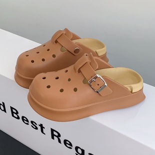 New EVA Burken Shoes Non-Slip Deodorant Baotou Slippers Women's Summer Outer Wearing Hole Shoes Beach Seaside Lazy Slippers
