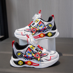 Children's shoes Ultraman single net rotating button soft bottom non-slip football shoes 6-16 years old children's sports shoes in stock