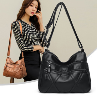 Bag Women's Shoulder Bag 2024 New Korean Style All-match Casual Soft Leather Backpack Middle-aged Women's Crossbody Bag Mother Bag