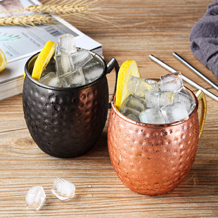 Stainless Steel Mug Hammer Point Drum Mug Moscow Mule Mug Beer Mug Blending Cocktail Mug Personalized European and American