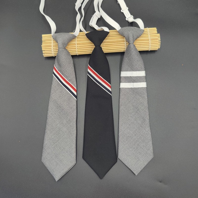 Wang Xinling Same Style Grey Striped Tie-Free Tie-Free Tie Women's Lazy People's College Style Grey Children's Kindergarten British Tie