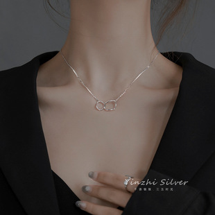 S925 Silver Circle necklace female Net red clavicle chain niche design sense advanced light luxury clavicle necklace 2023 New