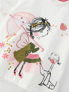Cross-border malwee girls T-shirt summer new European and American children's round neck short sleeve cute printed children's clothing