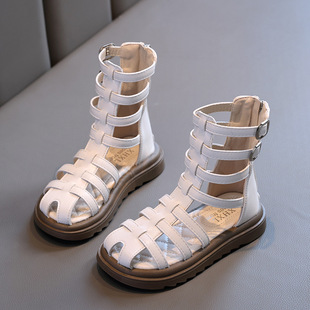 Children's Sandals 2024 Summer New Girls Baotou Hollow Breathable High-top Roman Shoes Student Platform Princess Shoes