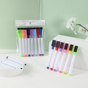 White water-based pen with magnetic whiteboard pen adsorption erasable office culture and education color blackboard pen marker pen wholesale