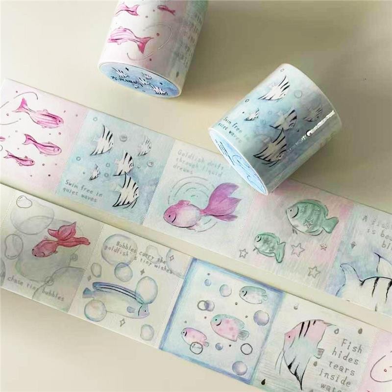 Doug Company's original salt-style cute spotted dog and goldfish series washi tape and sticker materials for planners