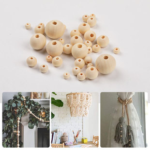 Creative diy Beading Material Boxed Round Wooden Beads Combination Set Wood Color Beads Loose Beads Material Decorative Accessories