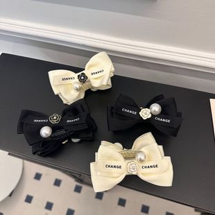 French style light luxury Camellia bow hairpin exquisite ball head grip female back spoon ponytail clip updo hair artifact