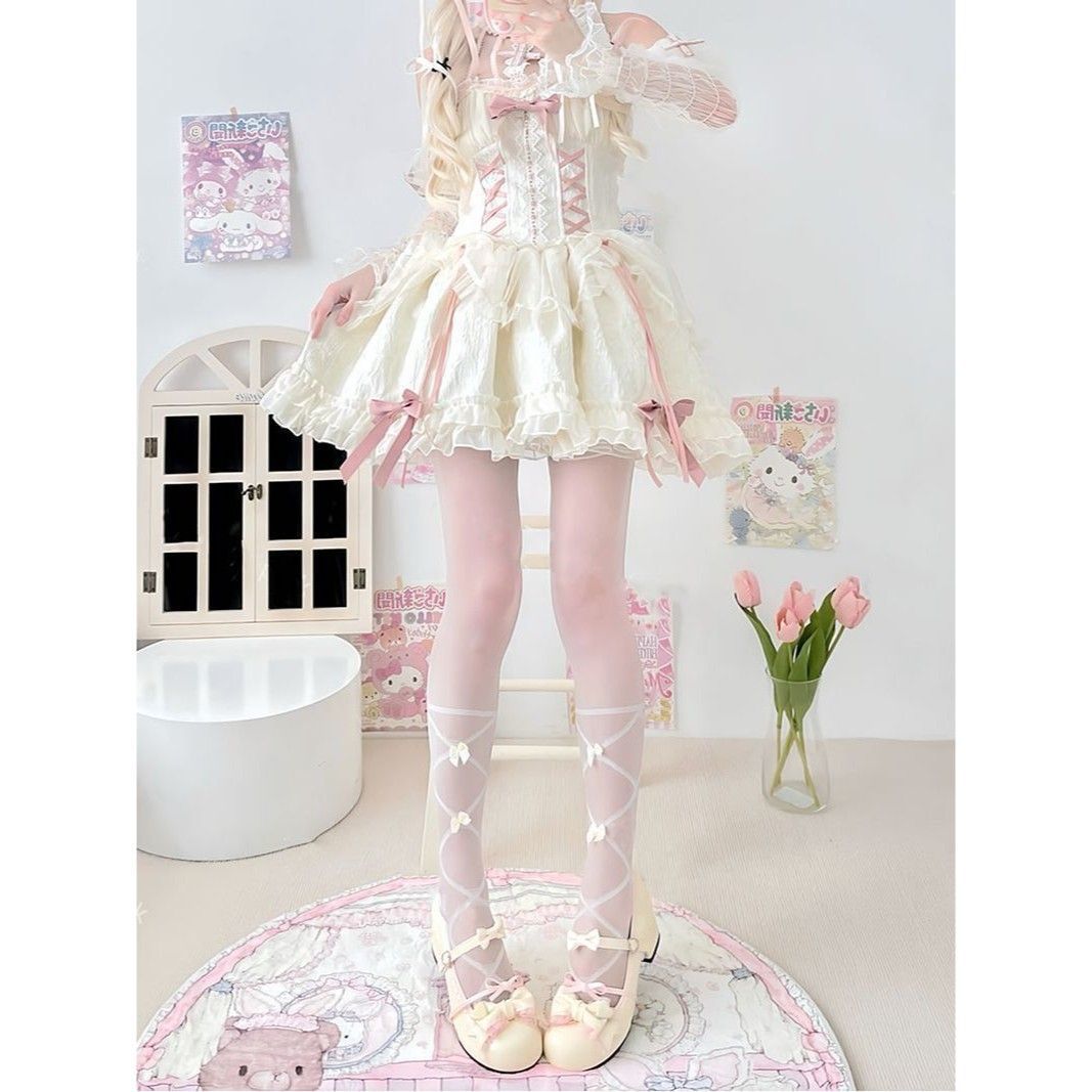 Sweet Girl Stockings Collection! Lolita Style Leg Socks with Pure Allure, Anti-Snag French Bow Pantyhose