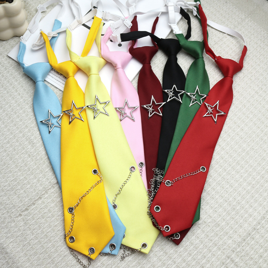 Star Chain Tie-Free Necktie for Women, Jk Academy Style, Trendy Short Shirt Accessory, Unisex, Fashionable and Unique