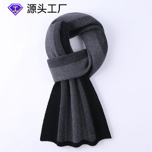 New cotton cashmere men's scarf winter high-end birthday gift plaid knitted warm scarf men's in stock wholesale