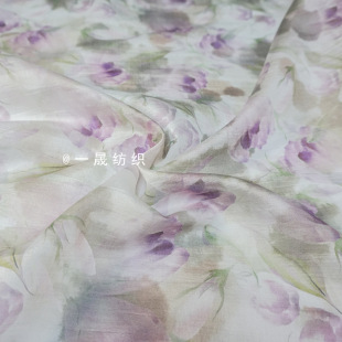 2024 spring and summer Qu Tencel printed fabric Tencel polyester thin cheongsam Hanfu women's clothing fabric new Chinese fabric