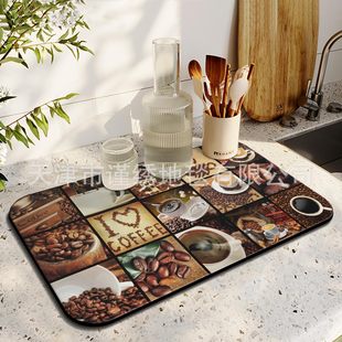Cross-border diatom mud coffee machine mat temu Amazon hair generation table mat Xi Yin hot selling technology velvet kitchen draining mat