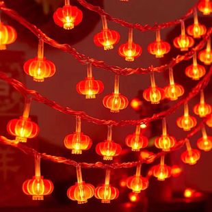 led light string New Year red lantern fu character light spring festival colored light outdoor hanging light room decorative light bedroom atmosphere light