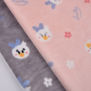 Flannel Print Cute Duck Kidsren's Pajamas Double-sided Velvet Wholesale Knitted Home Clothes Blanket Fabric in Stock