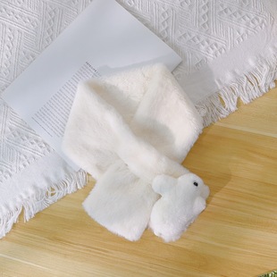 New warm bear bunny scarf winter cute cartoon girl versatile cross white plush scarf