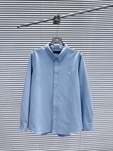 RL High Version in stock Pony Embroidered Polo Collar Loose Comfortable Slimming Long Sleeve Casual Shirt Top for Men and Women