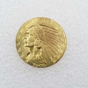 Antique Crafts 1908 Brass Material S Edition American Indian Half Eagle 5 Foreign Silver Dollar #4425