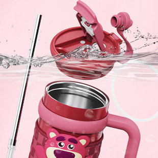 Strawberry Bear Genuine Starlight Cute High Color Value Double Drink Cup Cartoon Large Capacity 316 Stainless Steel Ice Bullet Thermos Cup