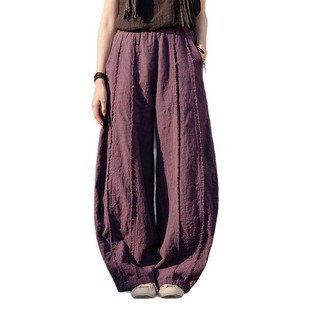 25 spring and summer new cotton and linen women's clothing niche personality sand washing ramie stitching sanding casual machete pants women's bloomers