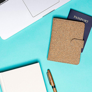 Cross-border hot sale natural cork skin Passbook bag PU buckle Passbook holder RFID ticket holder printed LOGO wholesale