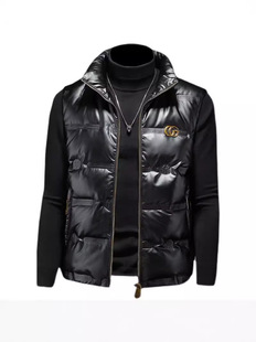 European Station 2024 Winter New Men's Down Vest Trendy Glitterface plus size Stand Collar Casual Vest Jacket Trendy