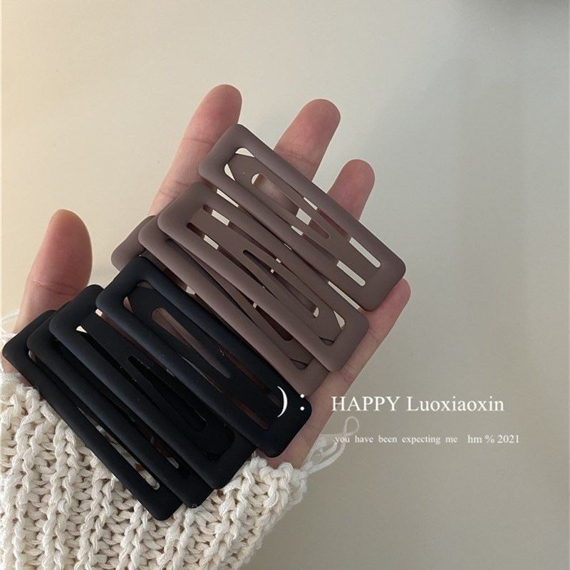 Frosted Simple Daily Dark Earth Color Rectangular Bangs Hairpin Japanese and Korean Side Clip